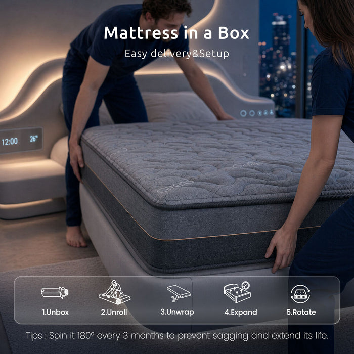 Levitex King Mattress 25 cm Hybrid Pocket Spring with 4cm Egg Crate Foam for Deep Sleep Bamboo Charcoal Fabric