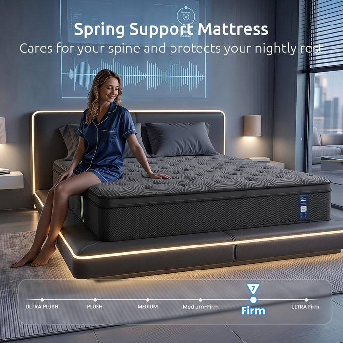 Levitex 34 cm Pocket Spring Mattress with Reinforced Edge Support & 5-Zone Pressure Relief Breathable Gel Memory Foam Hybrid Mattress for Back Pain Double