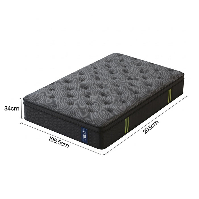 Levitex 34 cm Pocket Spring Mattress with Reinforced Edge Support & 5-Zone Pressure Relief Breathable Gel Memory Foam Hybrid Mattress for Back Pain ‌King Single