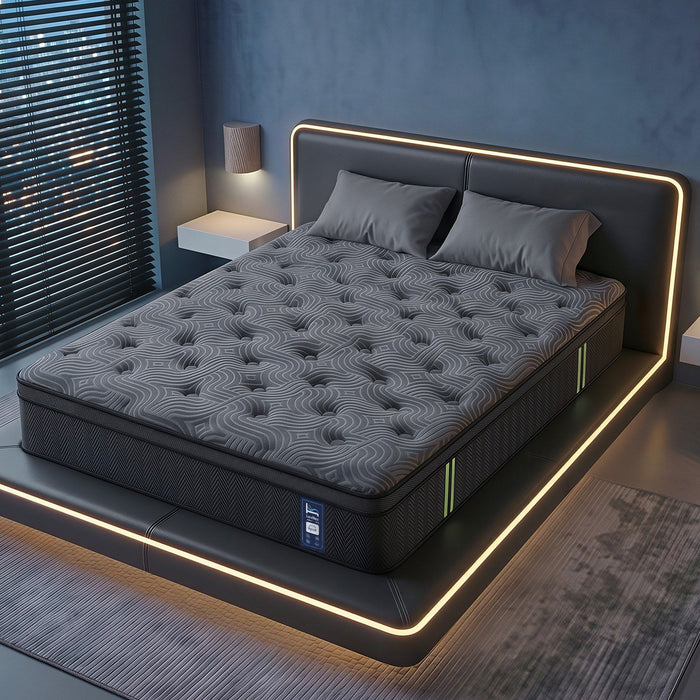 Levitex 34 cm Pocket Spring Mattress with Reinforced Edge Support & 5-Zone Pressure Relief Breathable Gel Memory Foam Hybrid Mattress for Back Pain Queen