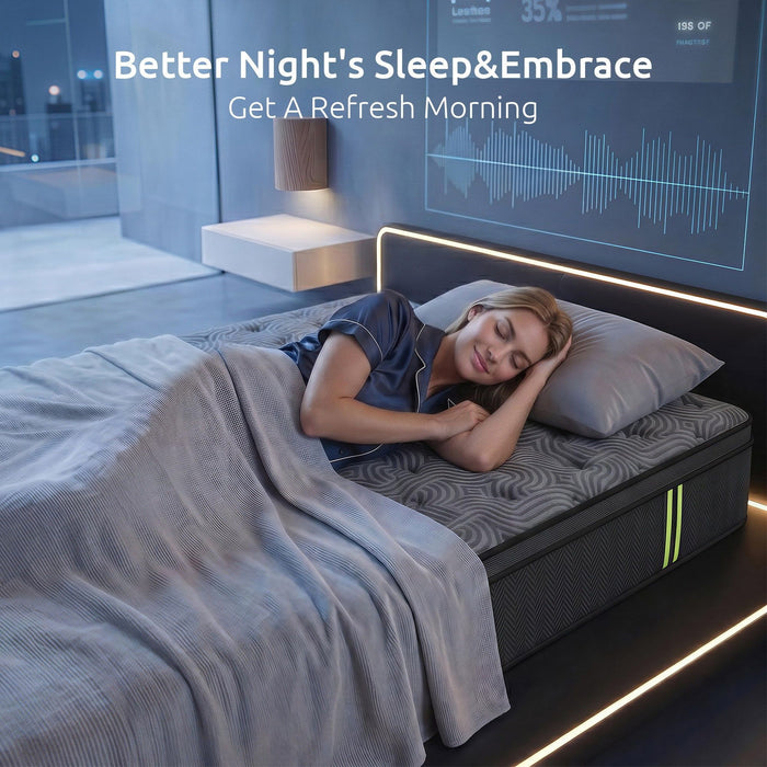 Levitex 34 cm Pocket Spring Mattress with Reinforced Edge Support & 5-Zone Pressure Relief Breathable Gel Memory Foam Hybrid Mattress for Back Pain Single