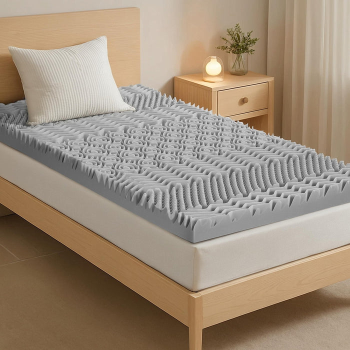 Giselle Bedding 8cm Memory Foam Mattress Topper 7-Zone Graphite Single