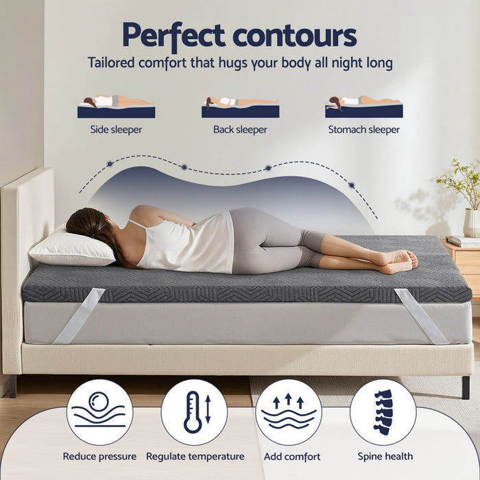 Giselle 8cm Memory Foam Mattress Topper Gel Dual Layer Foam Bamboo Queen