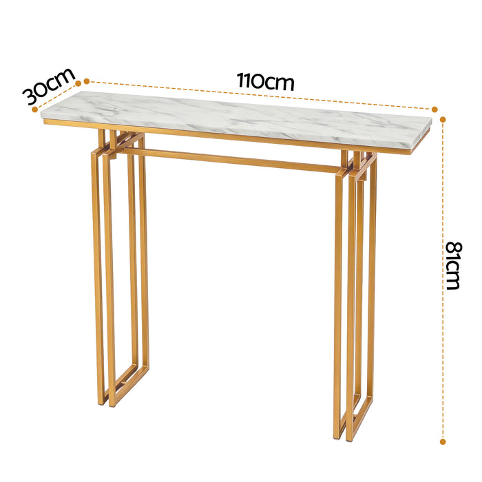 Artiss Console Table Hallway Entryway Table Marble Effect 110CM White & Gold