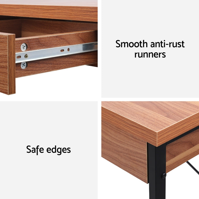 Artiss Computer Desk Drawer Storage Walnut 100CM