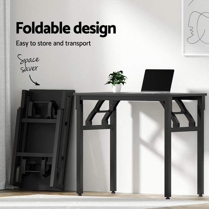 Artiss Computer Desk Office Chair PU Leather Set Foldable Home Study Table Black
