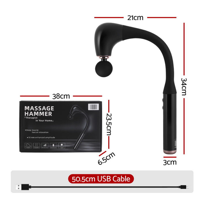 Everfit Massage Gun U-shaped Extended Handle Percussion Massager 4 Heads