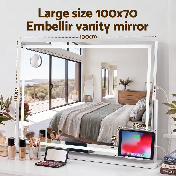 Embellir 100x70cm Makeup Mirror 360 degree Rotatable Vanity Mirror 10x magnifing