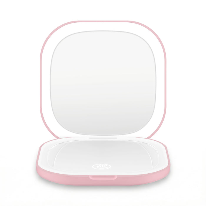 Embellir LED Compact Mirror Lighted Travel Makeup Mirror Pocket-Sized 1x 10x Magnification Square Pink
