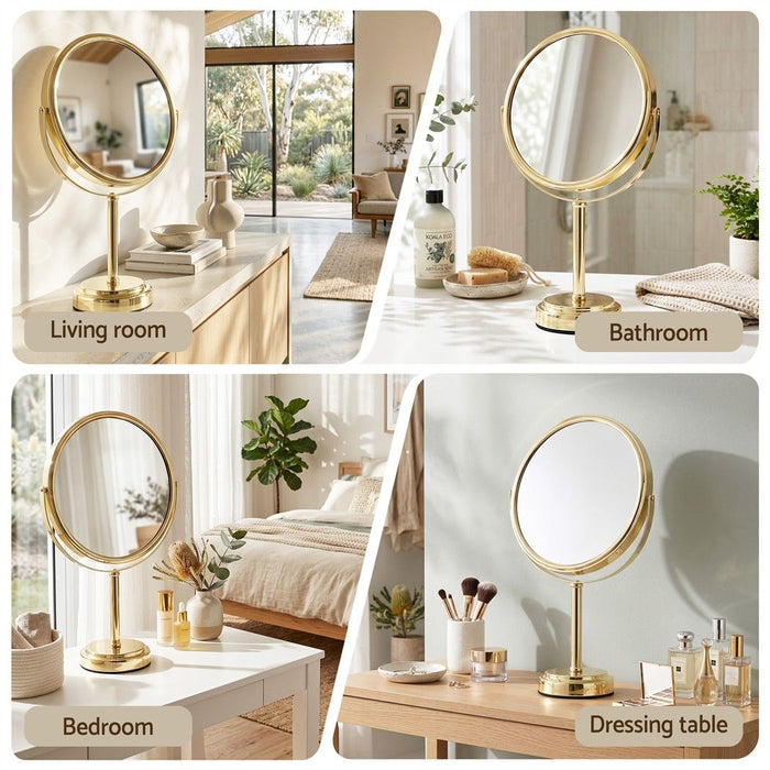 Embellir Makeup Mirror 20x20cm 1X 5X Magnifying Rotation Tabletop Gold