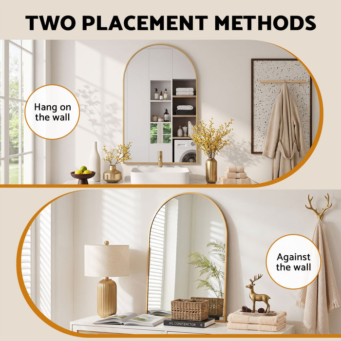 Embellir Arch Wall Mirror, Decorative Gold Frame Mirrors, 61x41cm Bathroom Vanity Mirror, Slim Frame for Living Room Entryway Bedroom Decor