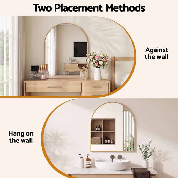 Embellir Arch Wall Mirror, Decorative Gold Frame Mirrors, 86x81cm Bathroom Vanity Mirror, Slim Frame for Living Room Entryway Bedroom Decor