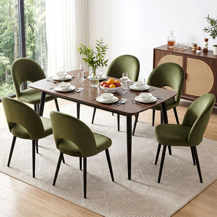 Artiss Dining Chairs Set of 6 Velvet Hollow Green