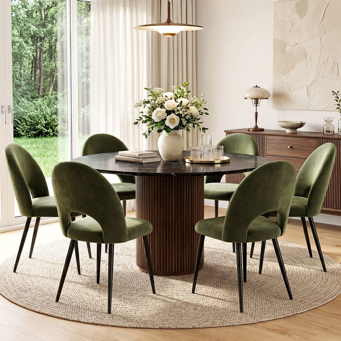 Artiss Dining Chairs Set of 6 Velvet Hollow Green