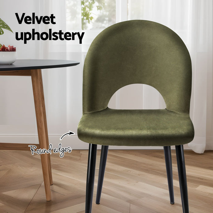 Artiss Dining Chairs Set of 6 Velvet Hollow Green