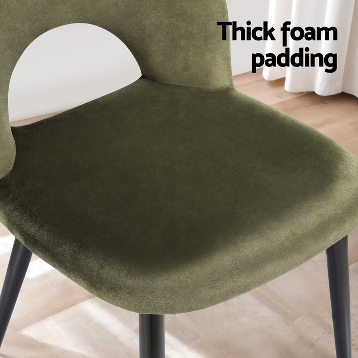 Artiss Dining Chairs Set of 6 Velvet Hollow Green