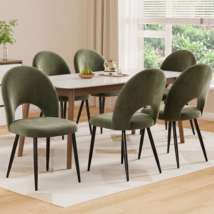 Artiss Dining Chairs Set of 6 Velvet Hollow Green