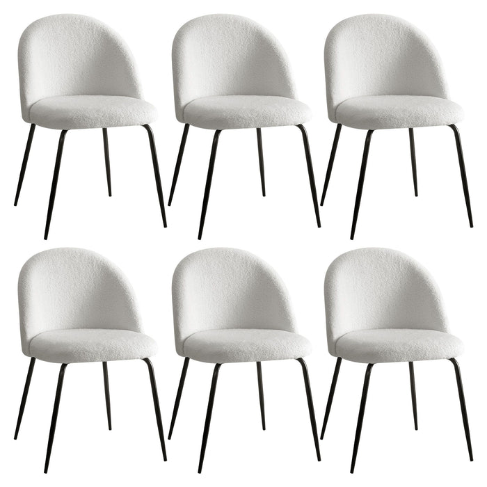 Artiss Dining Chairs Set of 6 Sherpa Boucle White