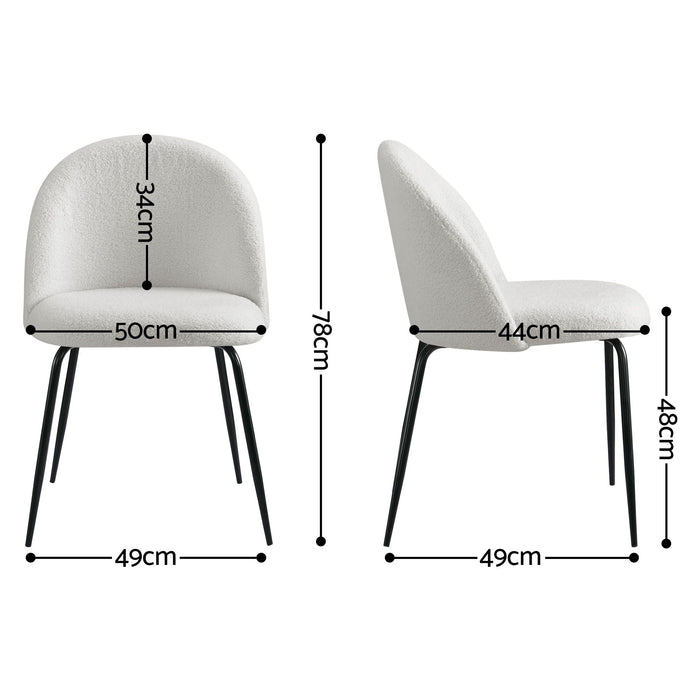 Artiss Dining Chairs Set of 6 Sherpa Boucle White