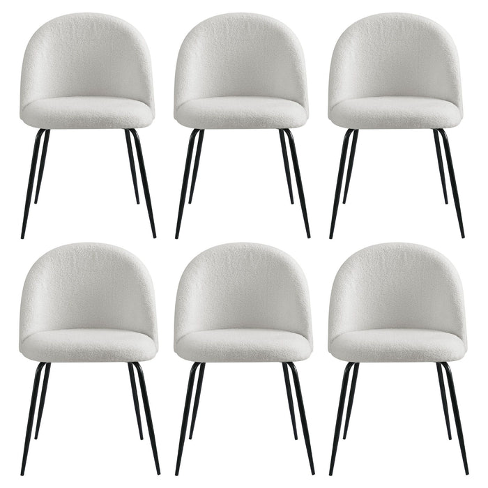 Artiss Dining Chairs Set of 6 Sherpa Boucle White