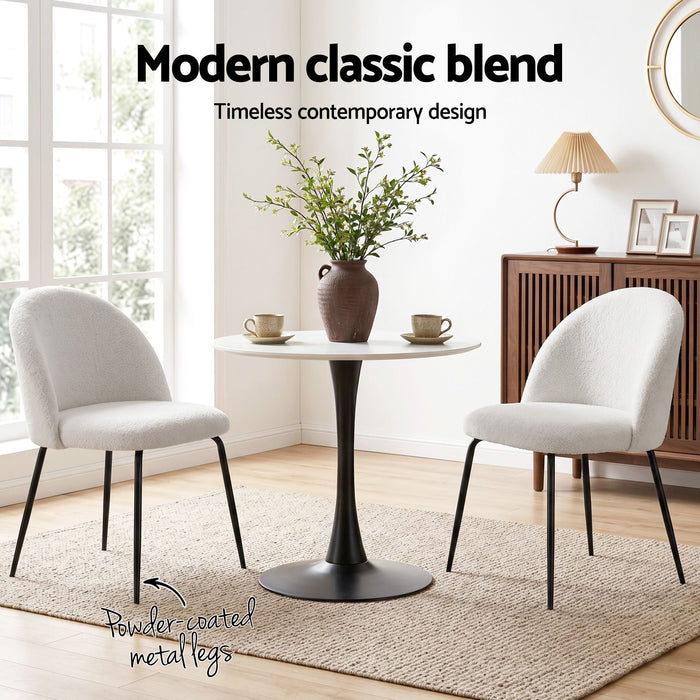 Artiss Dining Chairs Set of 6 Sherpa Boucle White