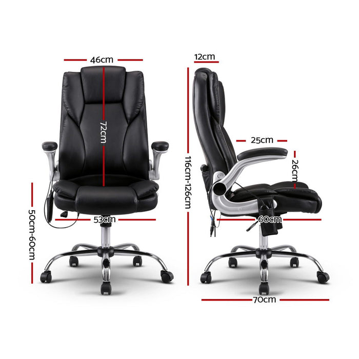 Artiss 8 Point Massage Office Chair PU Leather Black