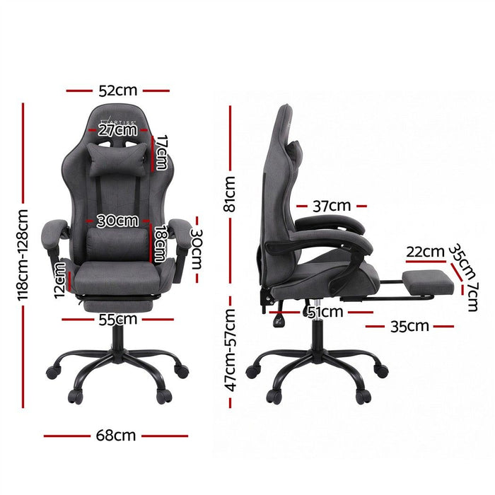 Artiss Gaming Office Chair Fabric Ergonomic with 2 Point Message Grey