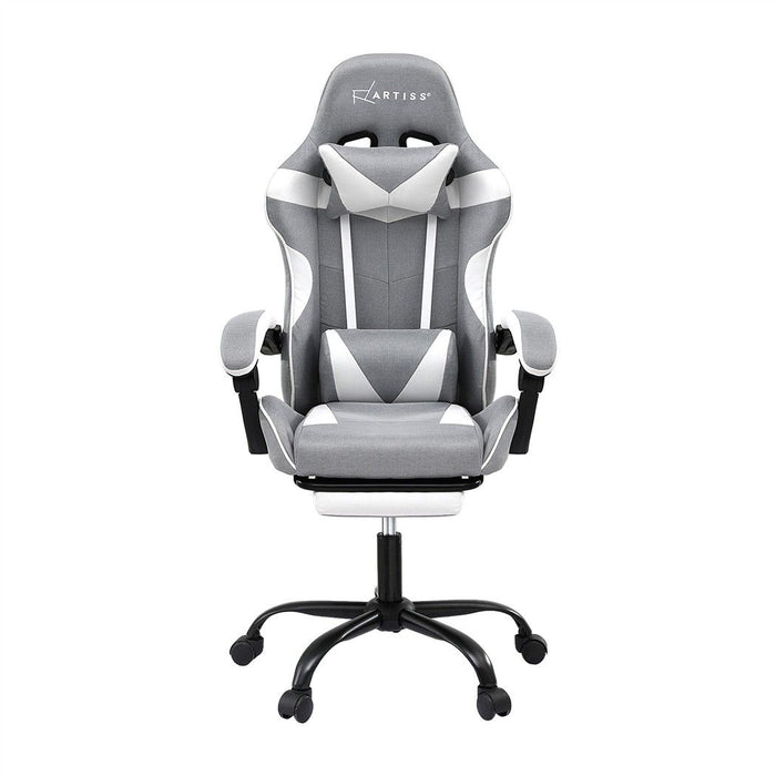 Artiss Gaming Office Chair Fabric Ergonomic with 2 Point Message Light Grey
