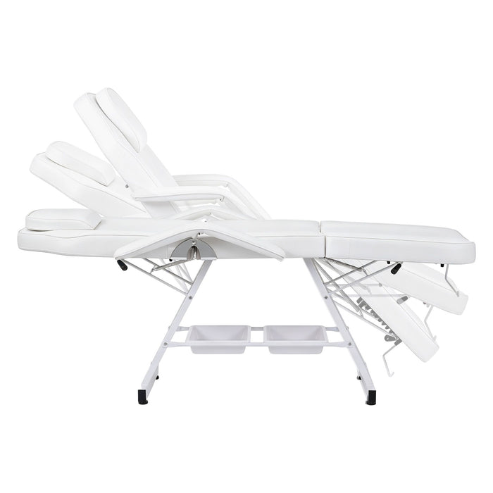 Zenses Beauty Bed with Stool, White, Adjustable Facial Massage Table, Tattoo Chair, Salon Services