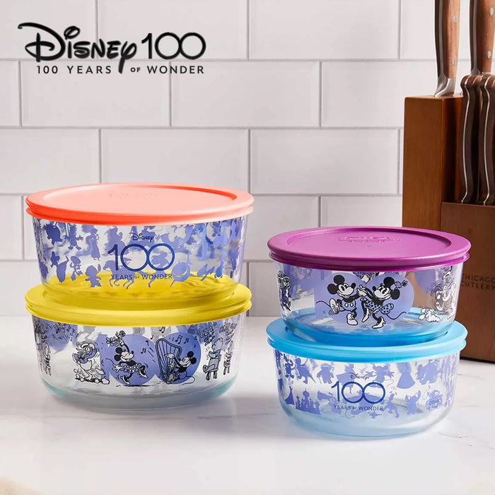 Pyrex 8pcs Glass Food Storage lock Containers with lid Hello Kitty / Star Wars / Mickey Mouse