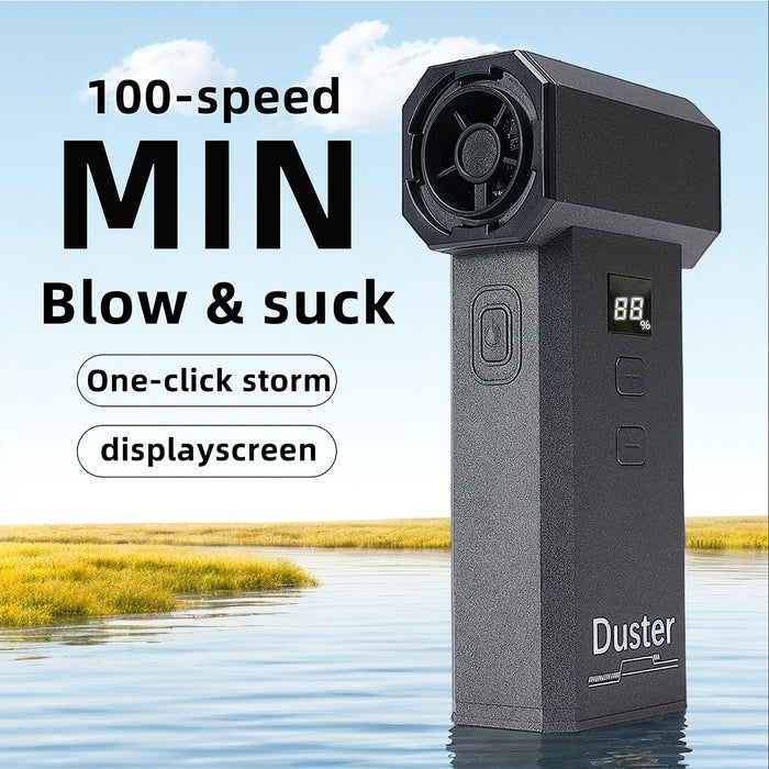 Cordless Air Duster &amp; Vacuum, High-Powered Electric Air Blower with Turbo Fan, Adjustable Speed with LED Light, 8000mAh Rechargeable Battery – for Car