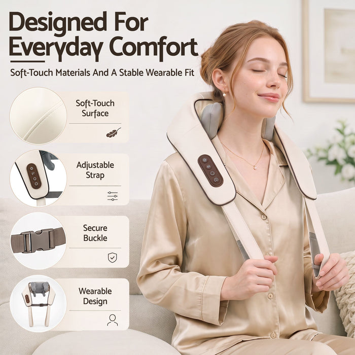 Livemor Neck Massager with Heat Pillow Shiatsu Shoulder Back Massager Pain Relief Tissue Kneading