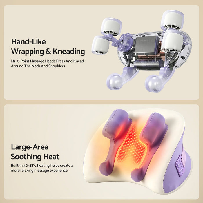 Livemor Neck & Shoulder Massage Pillow with Heat, Cordless 4D Kneading Massager for Home & Office