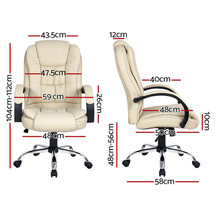 Artiss Executive Office Chair Leather Tilt Beige