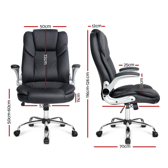 Artiss Executive Office Chair Leather Tilt Black