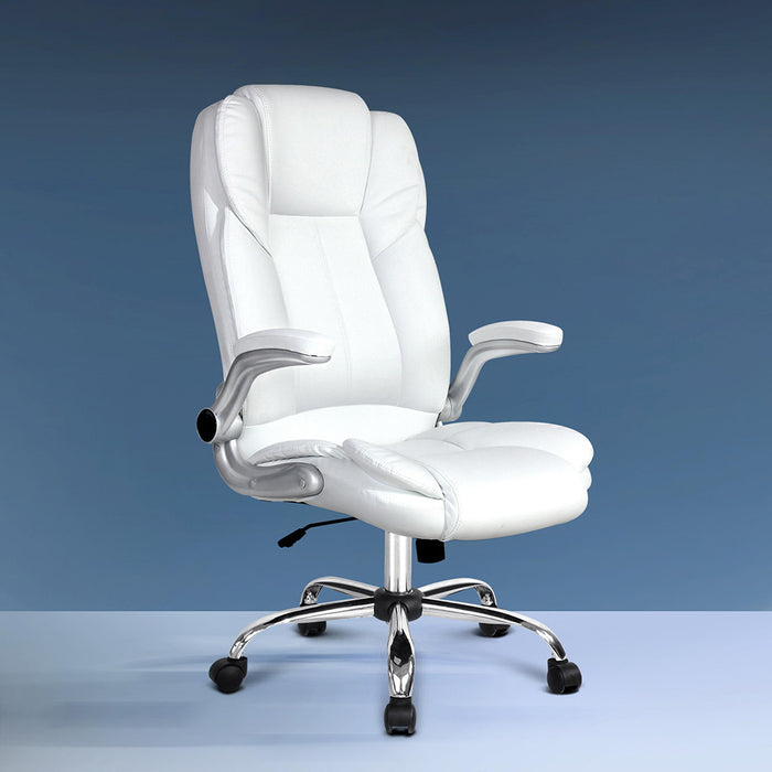 Artiss Executive Office Chair Leather Tilt White