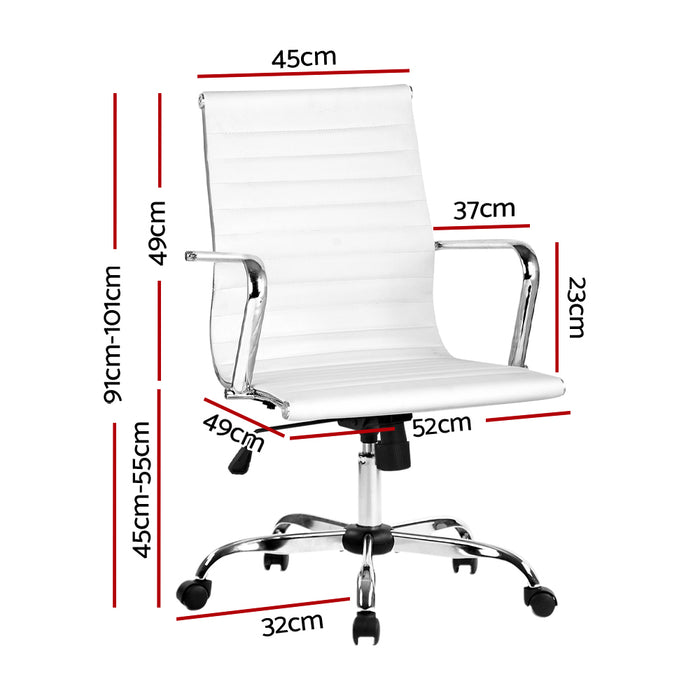 Artiss Office Chair Conference Chairs PU Leather Mid Back White