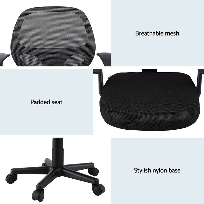 Artiss 2x Mesh Office Chair Computer Gaming Desk Chairs Work Study Mid Back Black