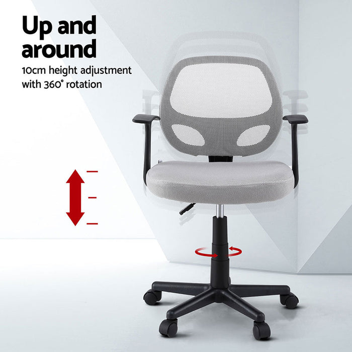 Artiss 2x Mesh Office Chair Computer Gaming Desk Chairs Work Study Mid Back Grey