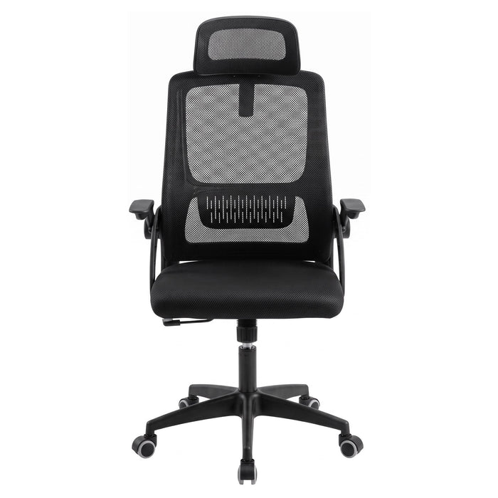 Artiss Ergonomic Office Chair Mesh Deak Chair with Flip-up Arms Adjustable Headrest Black