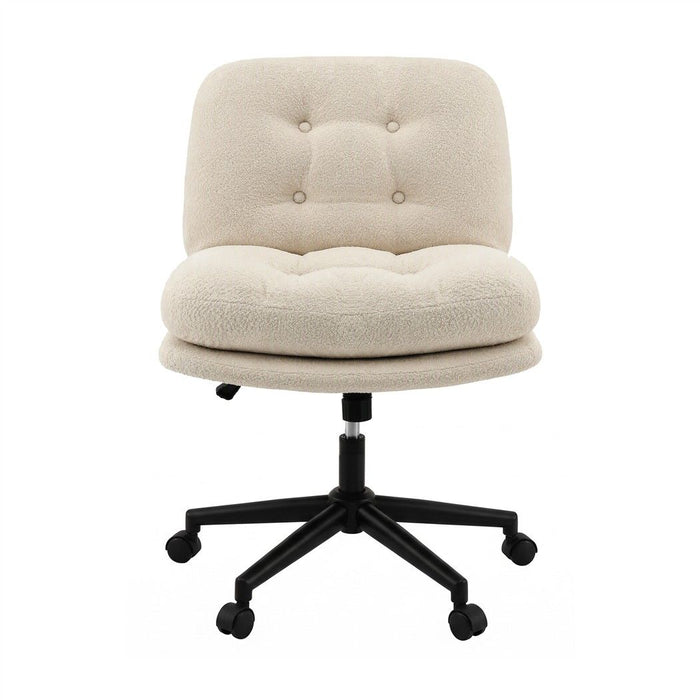 Artiss Criss Cross Office Chair Wide Seat Desk Chair Bouclé Fabric Vanity Chair Comfy, Beige