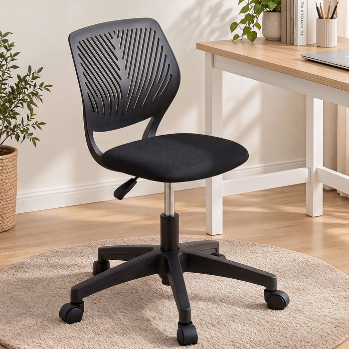 Artiss Ergonomic Office Chair Armless Study Chair Height Adjustable for Girls Boys Teens Black