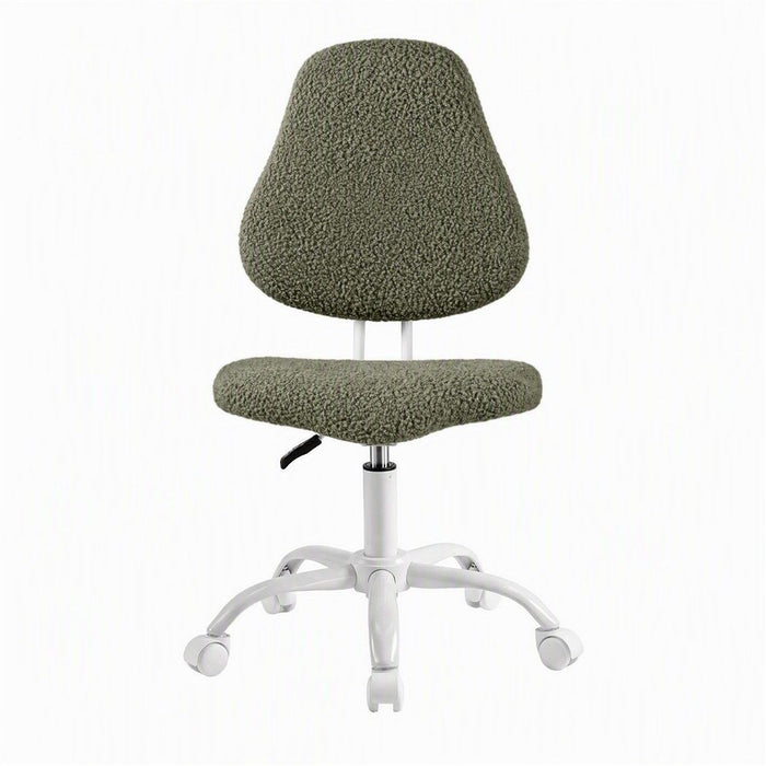 Artiss Armless Office Chair Ergonomic Soft Fleece Height Adjustable Vanity Desk Chair Green