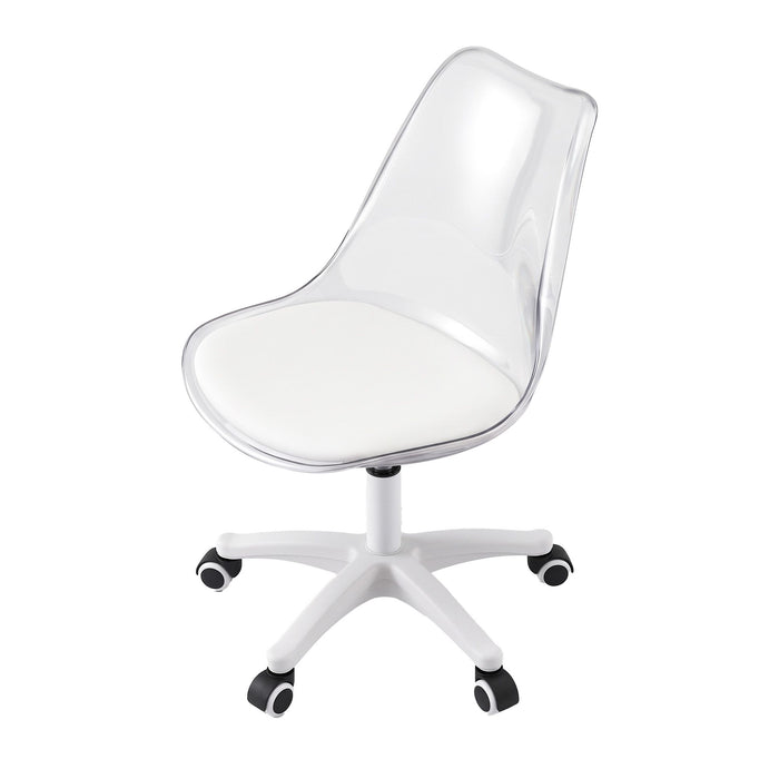 Artiss Clear Acrylic Office Chair Armless Swivel Vanity Desk Chair Mondern White