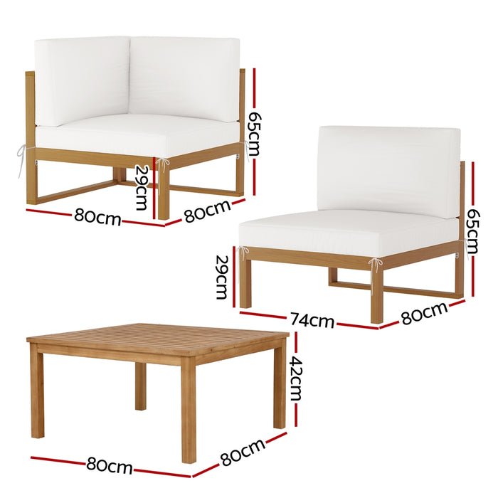 Gardeon 4-Seater Outdoor Sofa Set Wooden Lounge Setting 5PCS