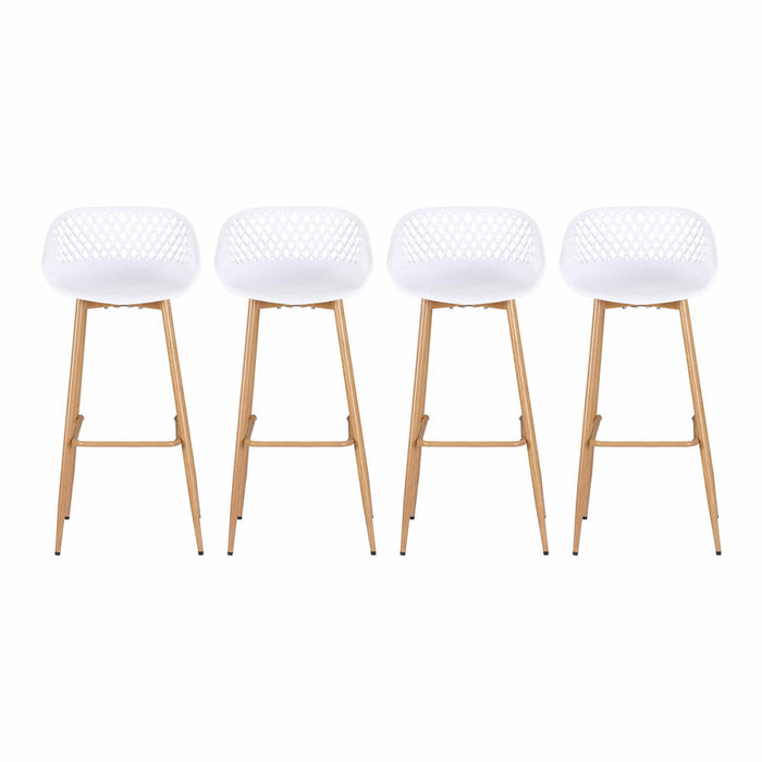 Gardeon 4-Piece Outdoor Bar Stools Plastic Metal Dining Chair Balcony White
