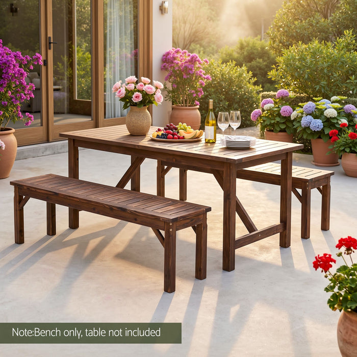 Gardeon Garden Benches Garden Seating Backless Timber Seat 150cm Brown
