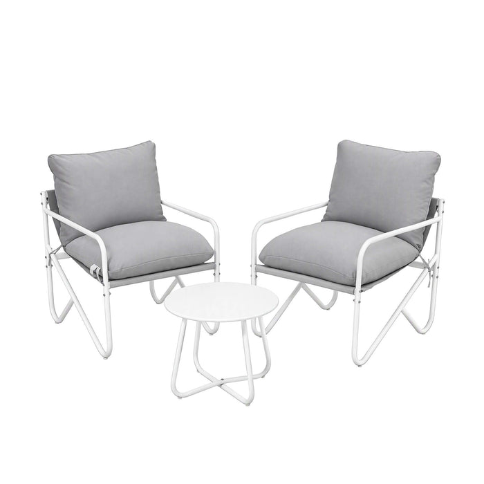 Gardeon Outdoor Bistro Set 3 Piece Patio Furniture Conversation Table and Chairs Grey