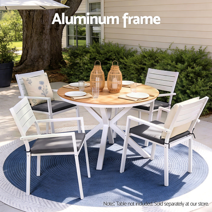 Gardeon 4PC Outdoor Dining Chairs Stackable Aluminum Lounge Chair Patio Furniture