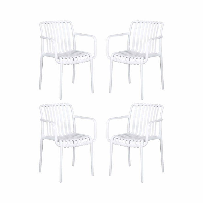 Gardeon 4PC Outdoor Dining Chairs Patio Furniture PP Stackable Chair Garden White